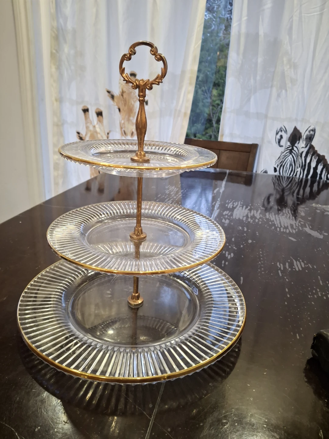 3-Tier Glass Serving Stand with Gold Trim - photo 2