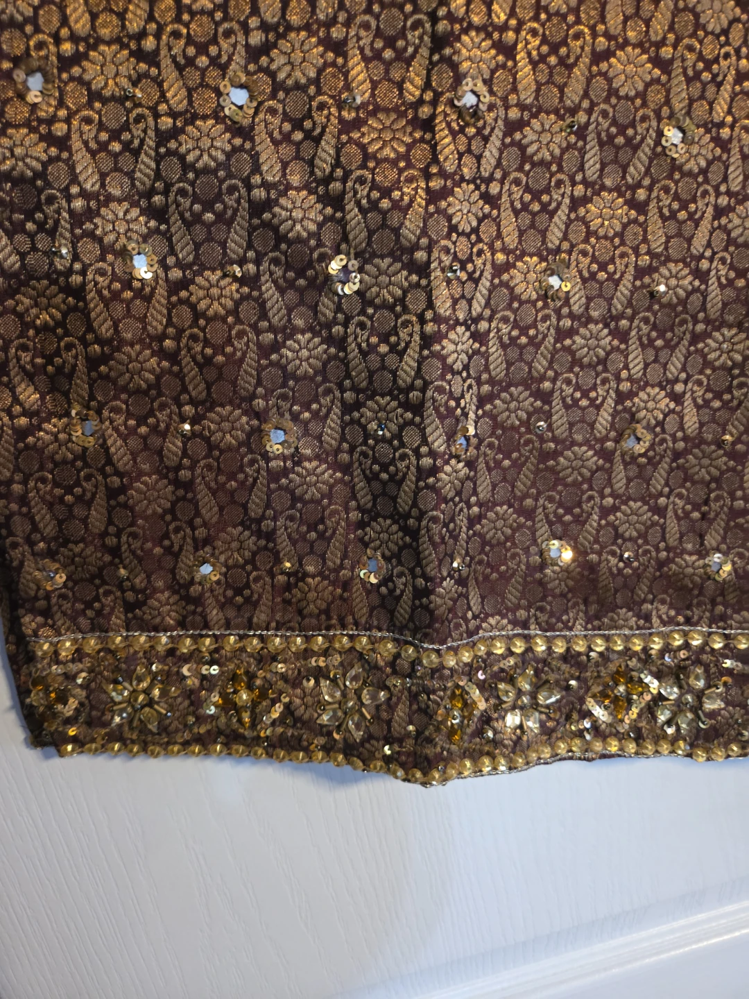 Embellished Maroon and Gold Indian Suit - photo 3