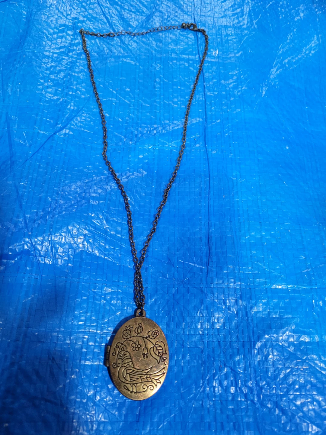 Vintage Bird and Floral Locket Necklace