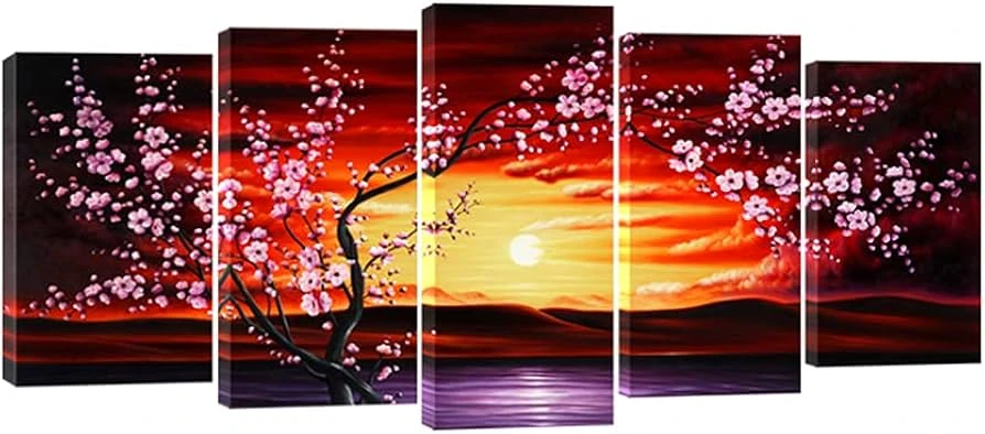 5-Piece Canvas Wall Art - Cherry Blossom Sunset