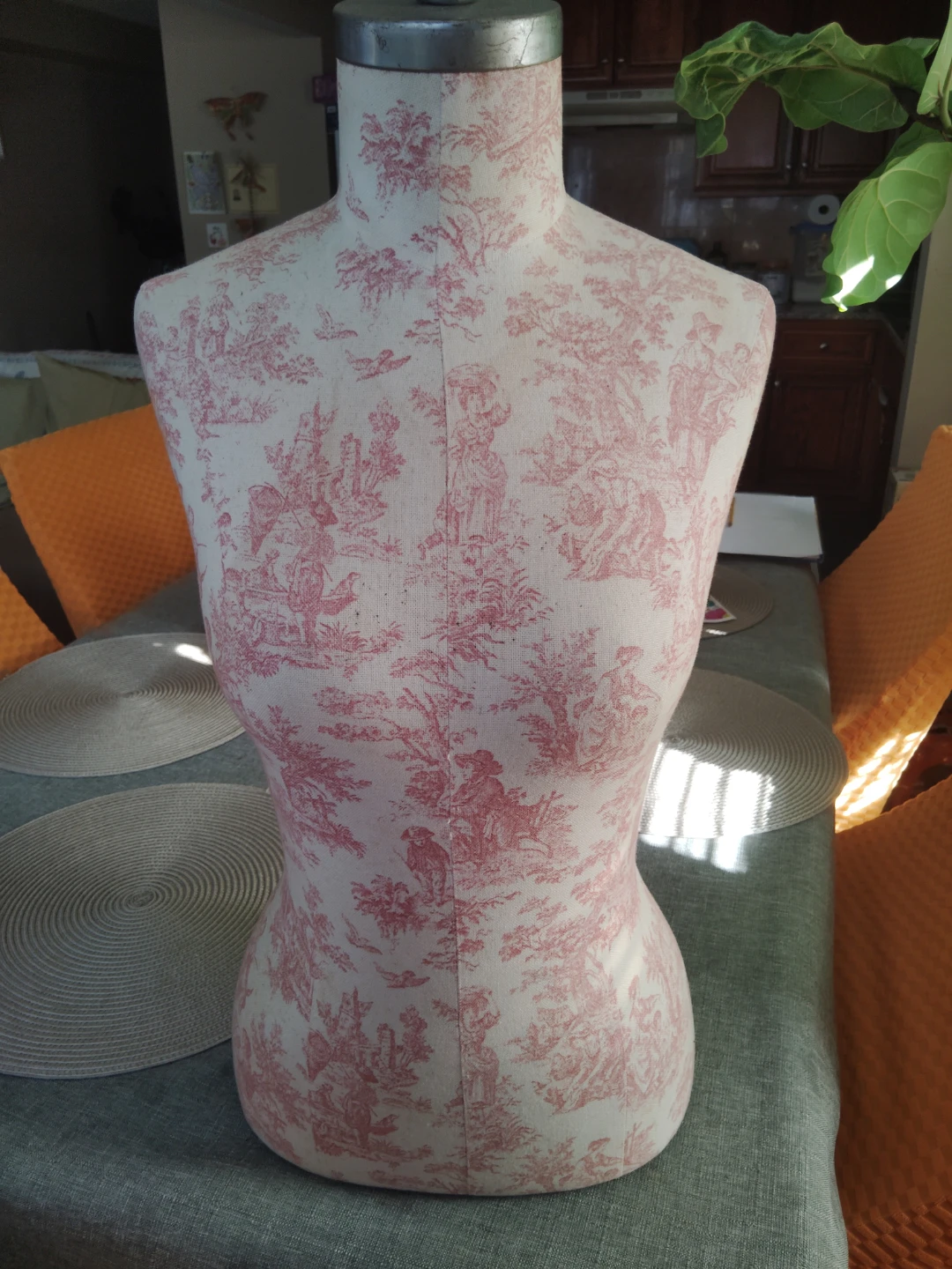 Vintage Style Toile Fabric Dress Form Mannequin