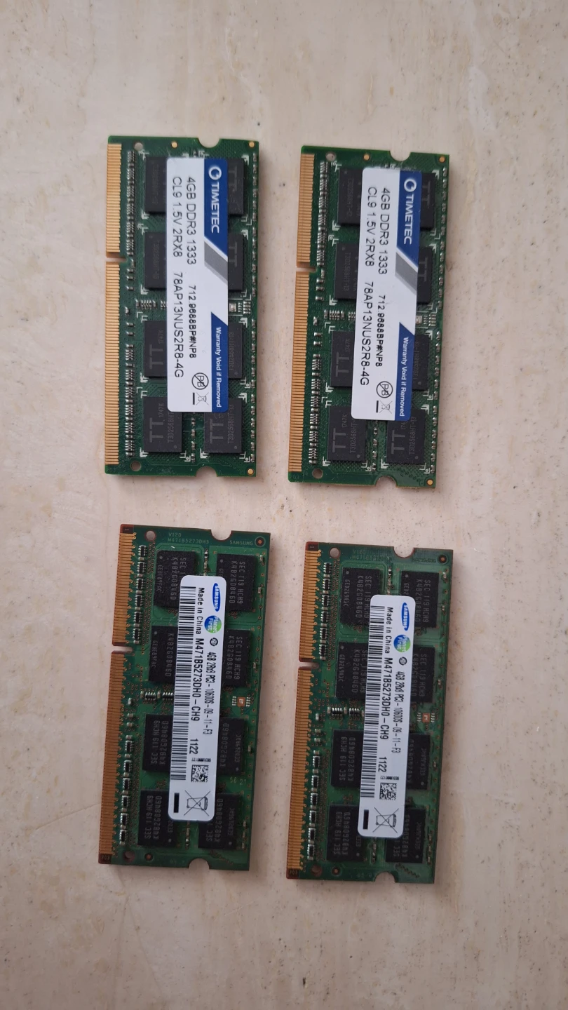 4x Samsung & Timetec 4GB DDR3 RAM Sticks