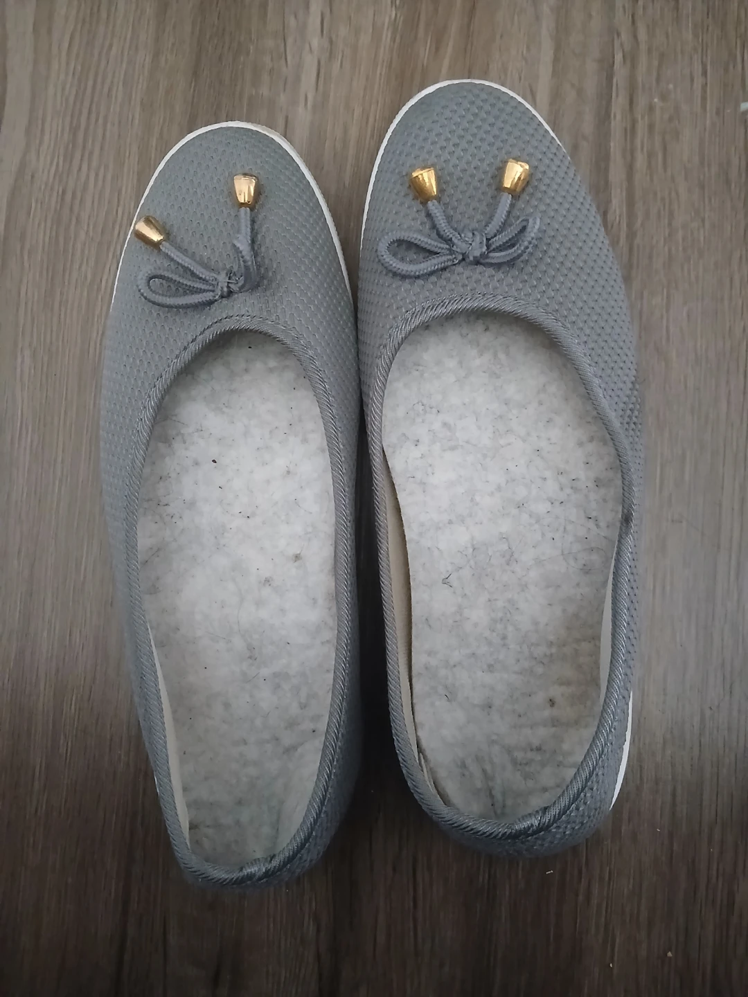 Grey Flats with Bow Detail