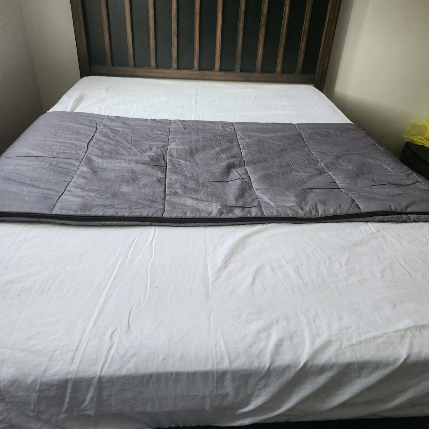 Wooden Queen Bed Frame, Box String with Dark Wood Headboard