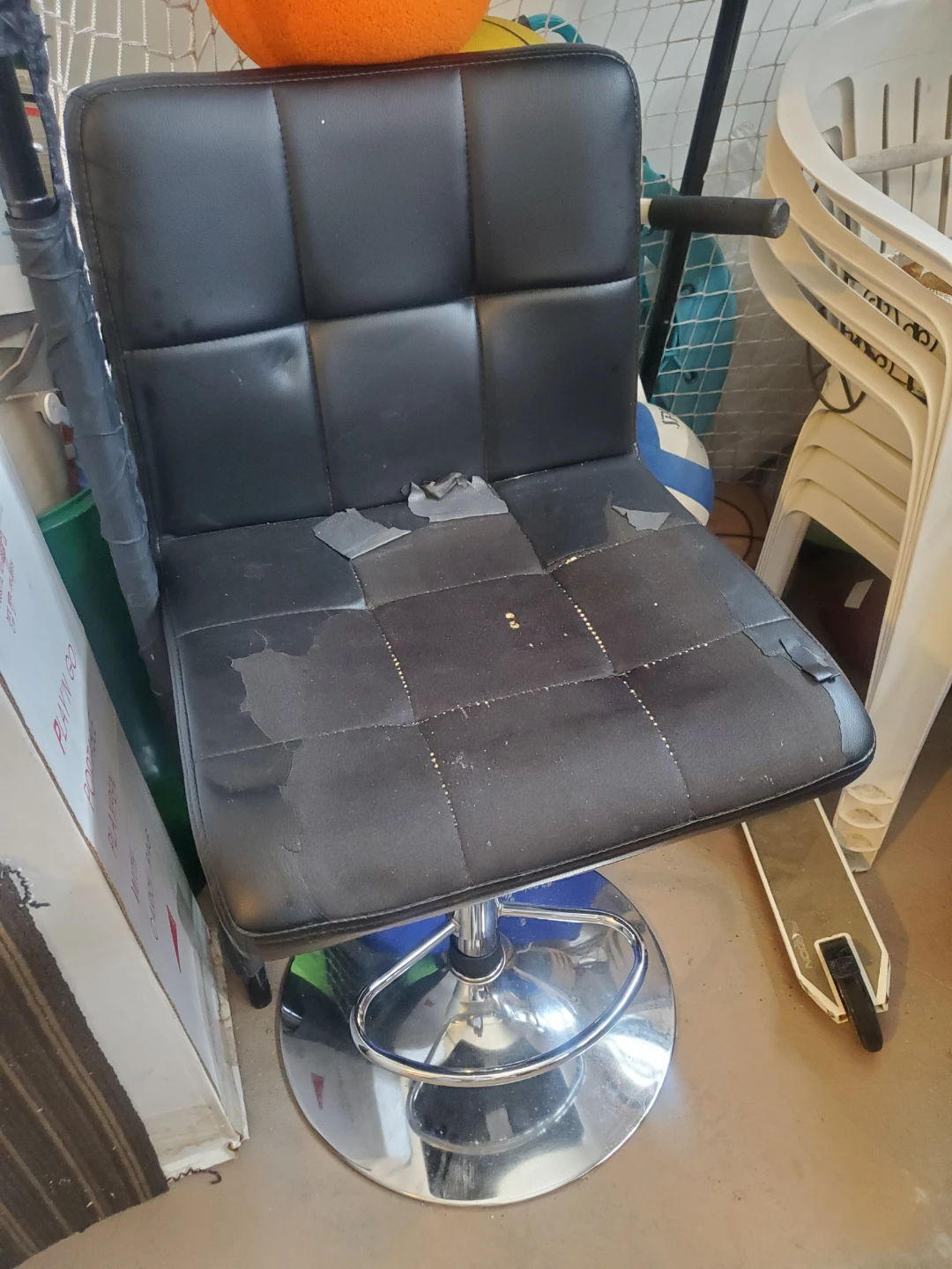 Adjustable Black Faux Leather Bar Stool