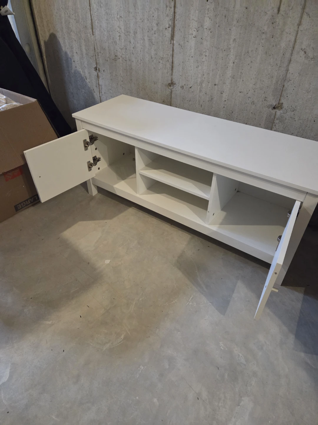 White TV Stand with Doors and Shelves - photo 4