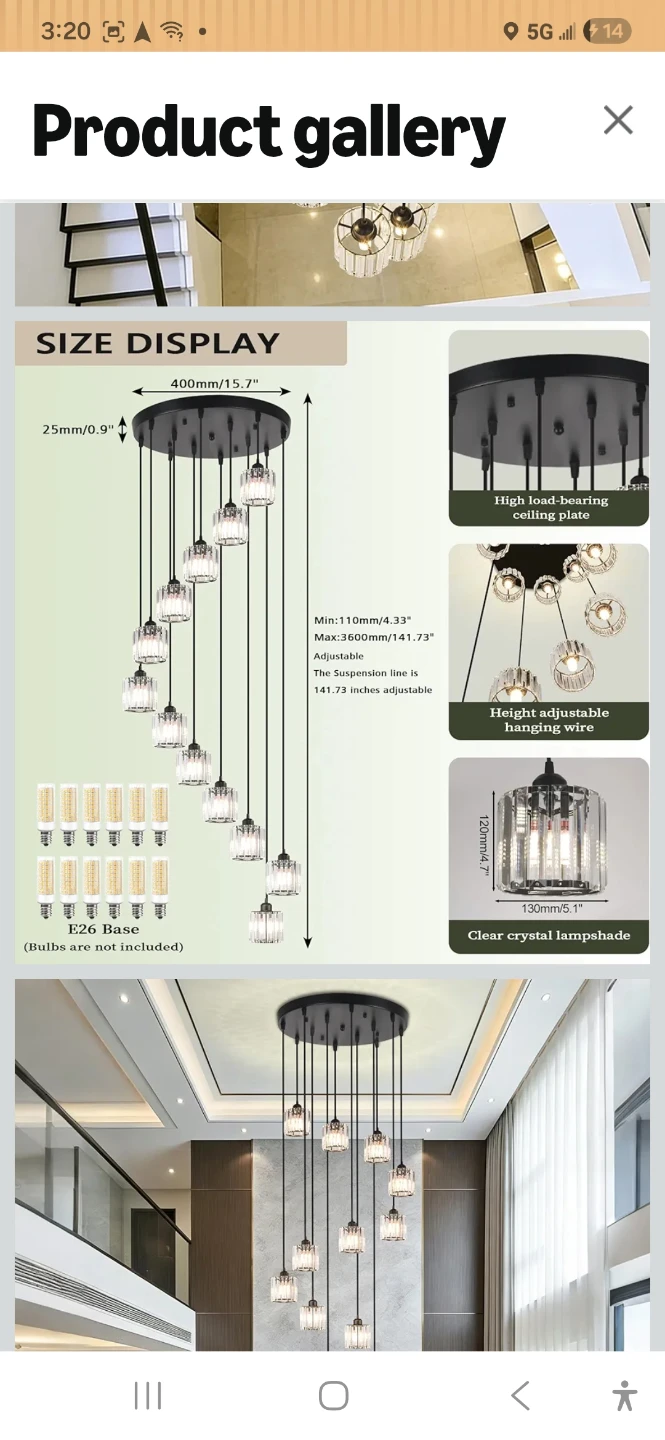 Chandelier Staircase Light Fixture