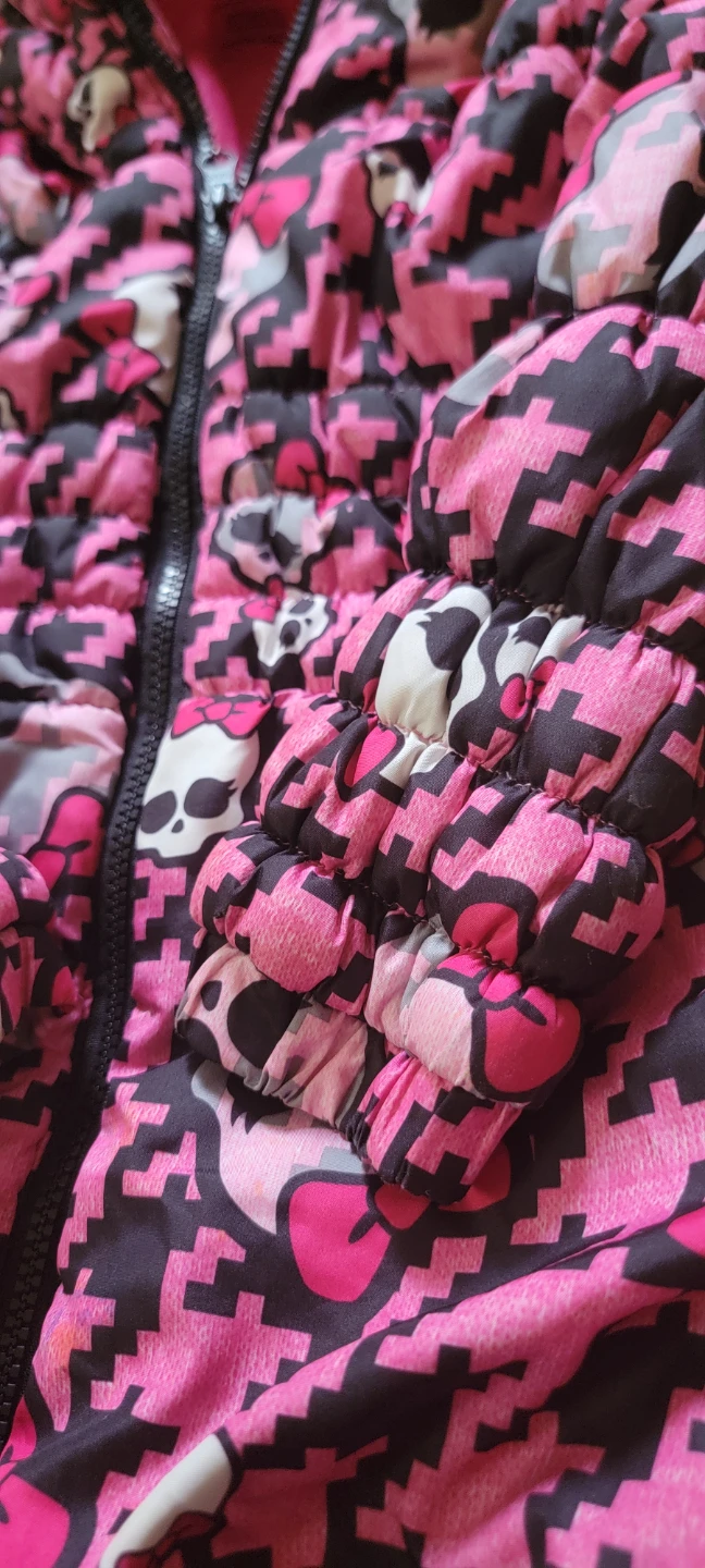 Kids Puffer Jacket with Skull and Bow Pattern size 5 - photo 3