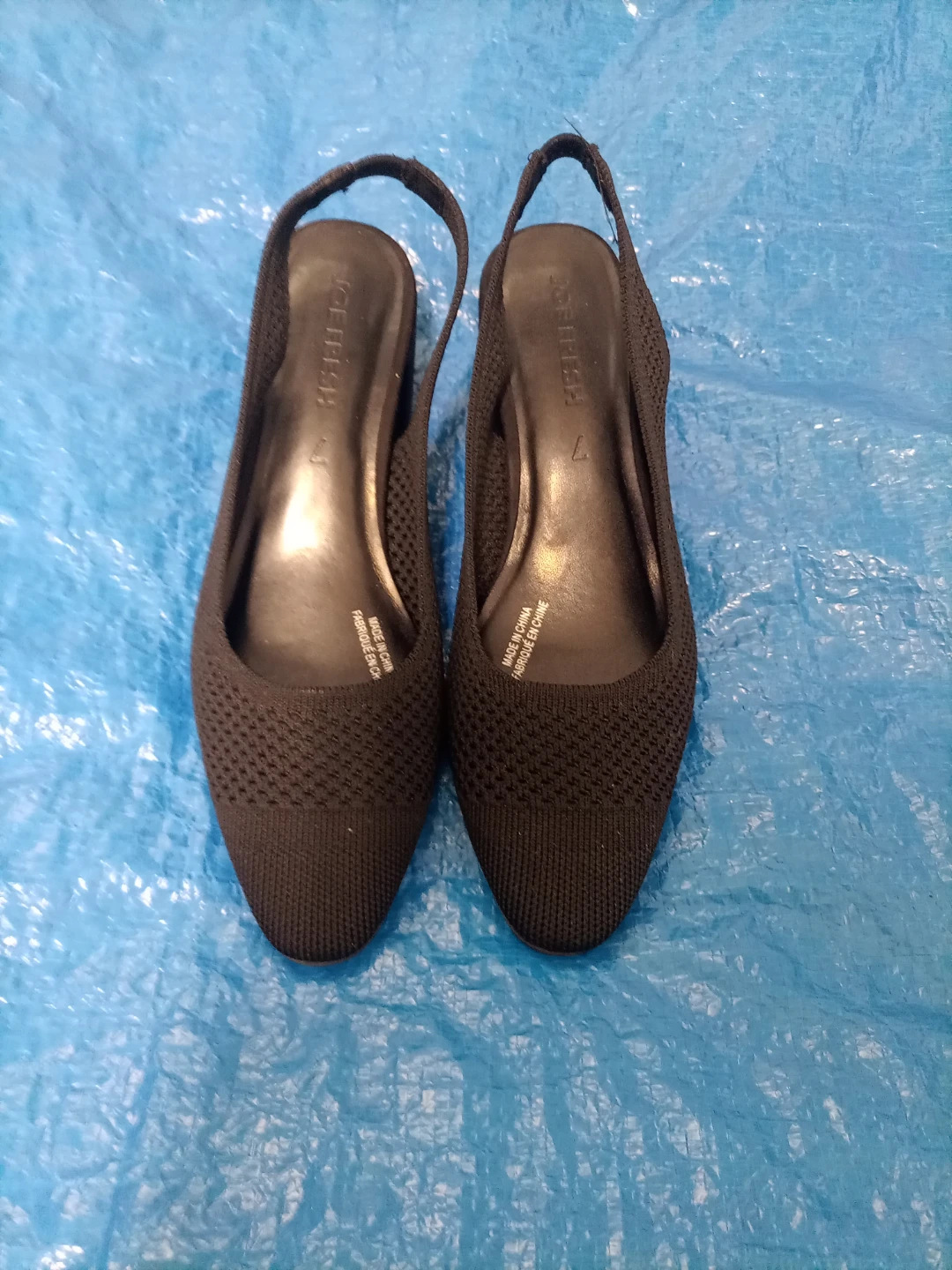 Joe Fresh Black Knit Slingback Heels Size 7