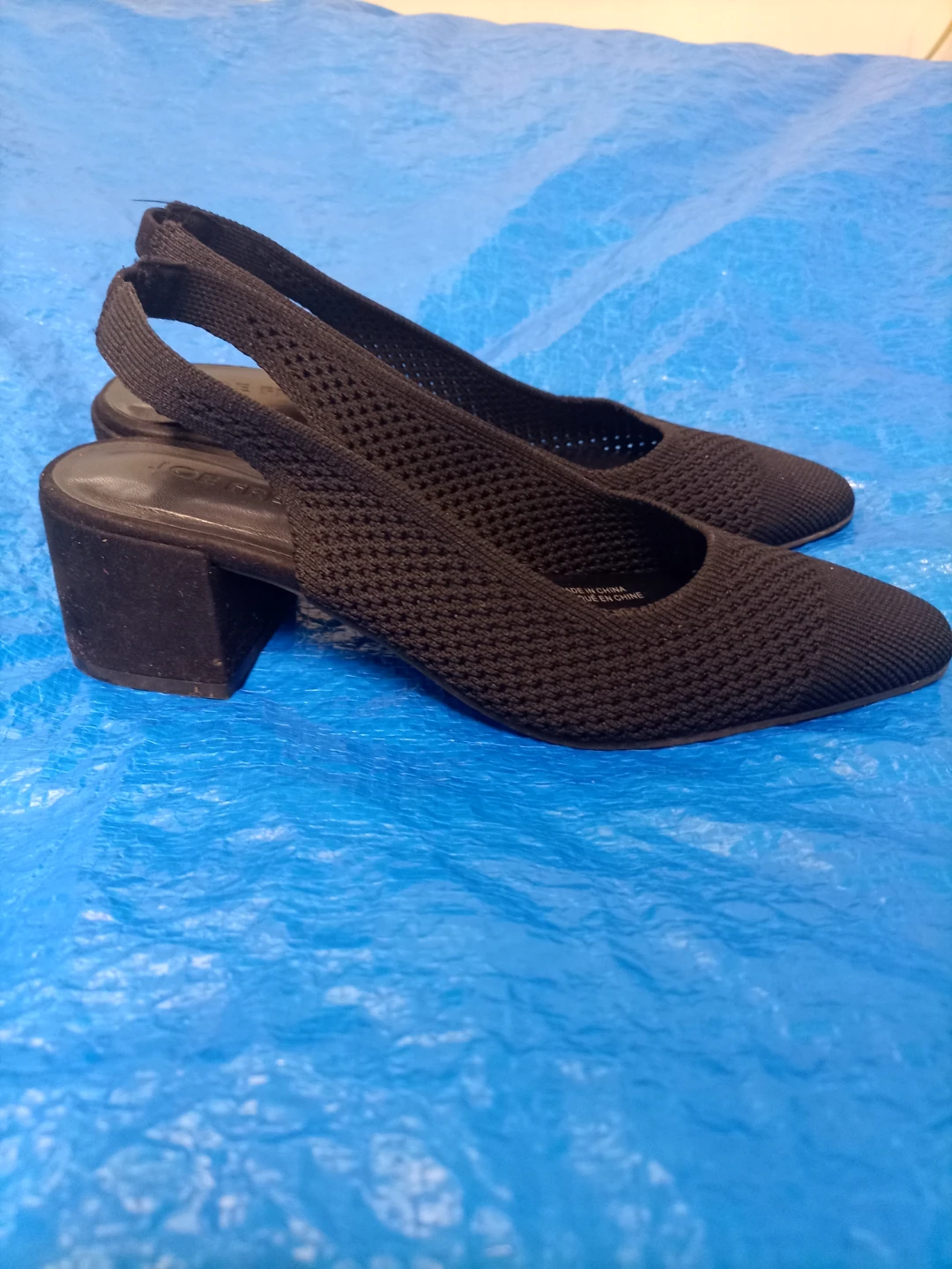 Joe Fresh Black Knit Slingback Heels Size 7 - photo 2