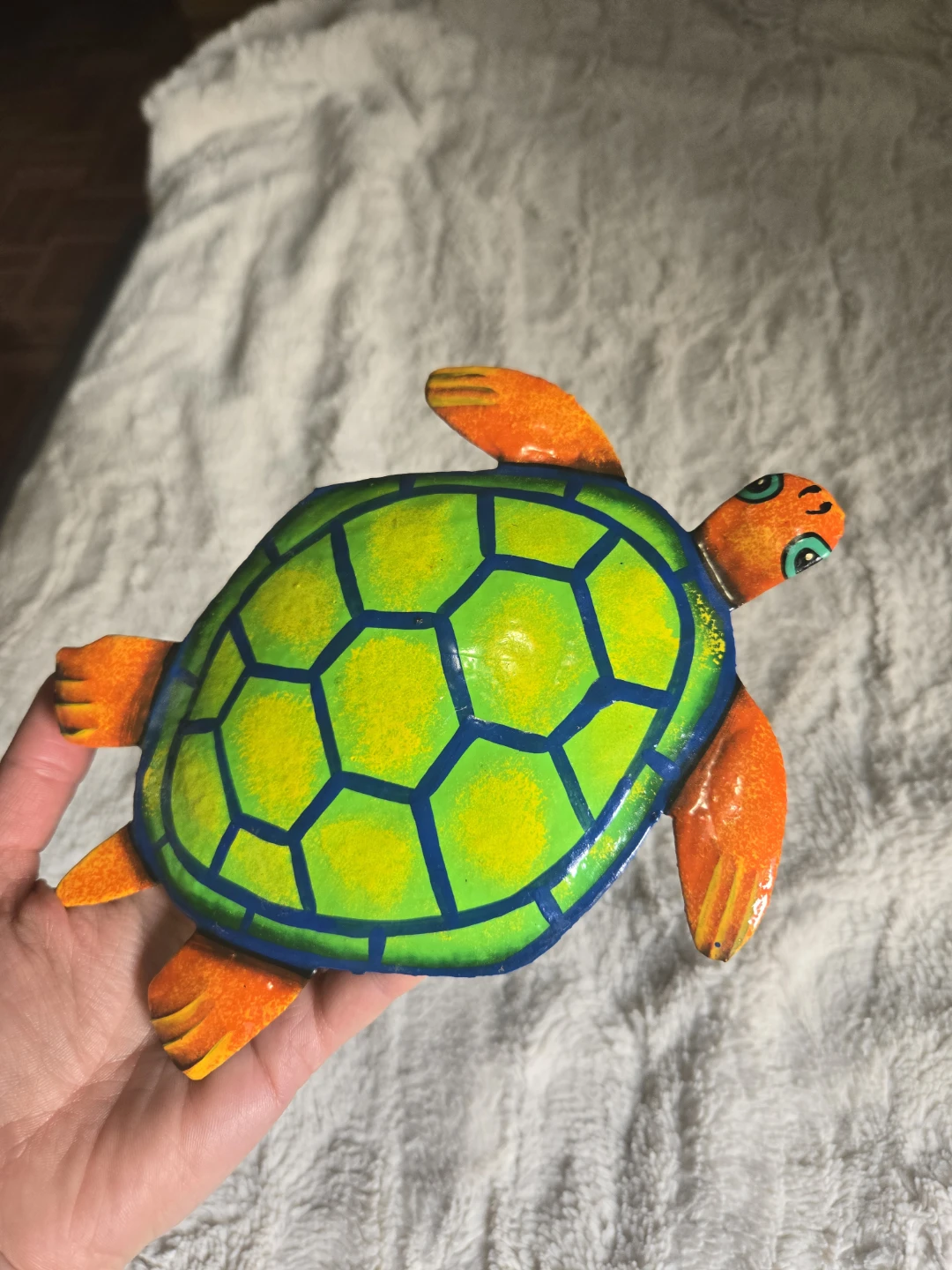 Hand-painted metal turtle