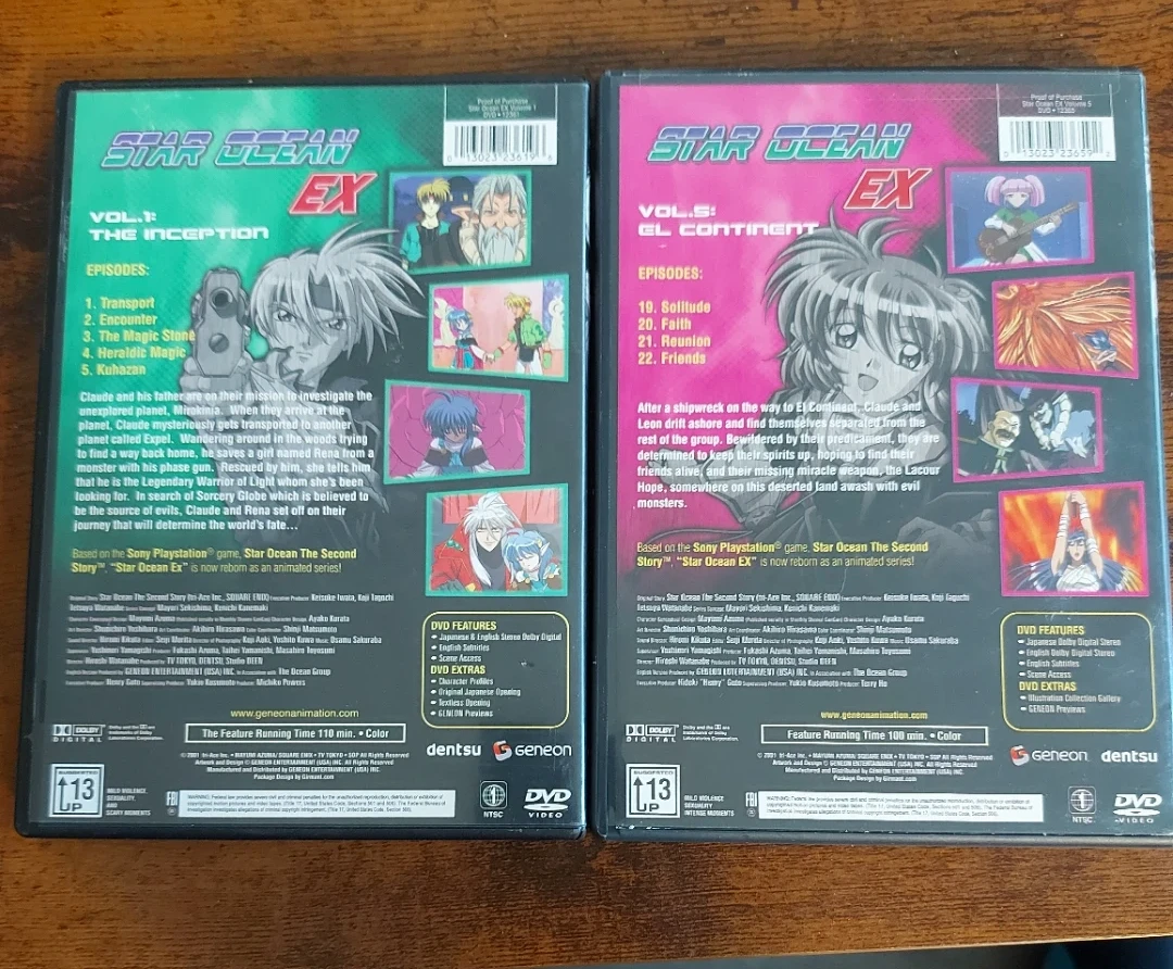 Star Ocean EX Vol. 1 & 2 DVD Set  $25 each - photo 2