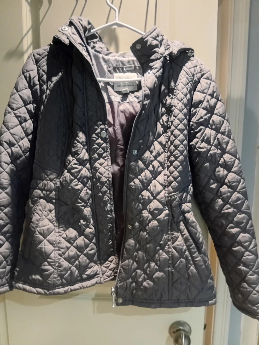 Weatherproof Quilted Hooded Jacket - Grey