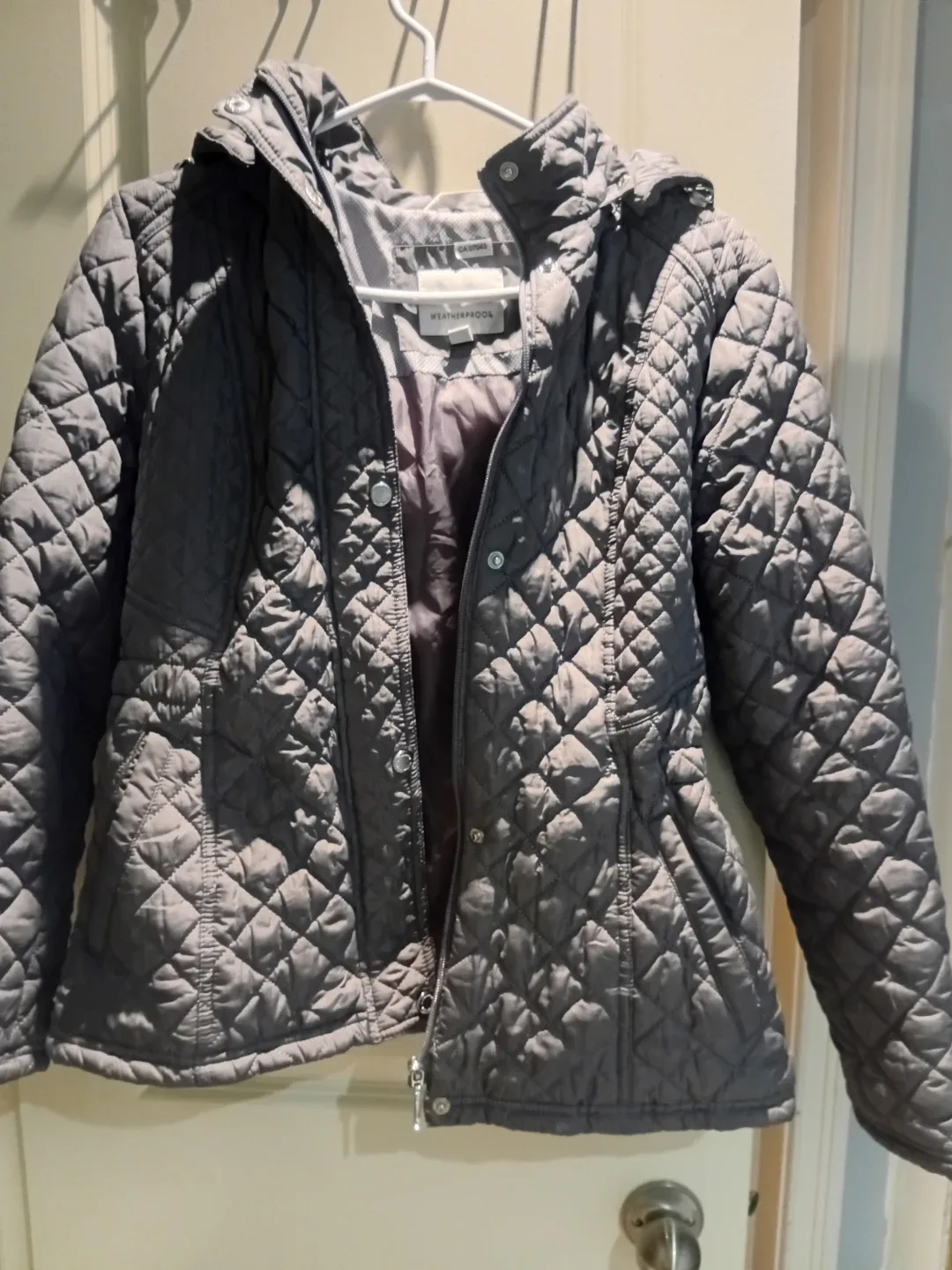 Weatherproof Quilted Hooded Jacket - Grey