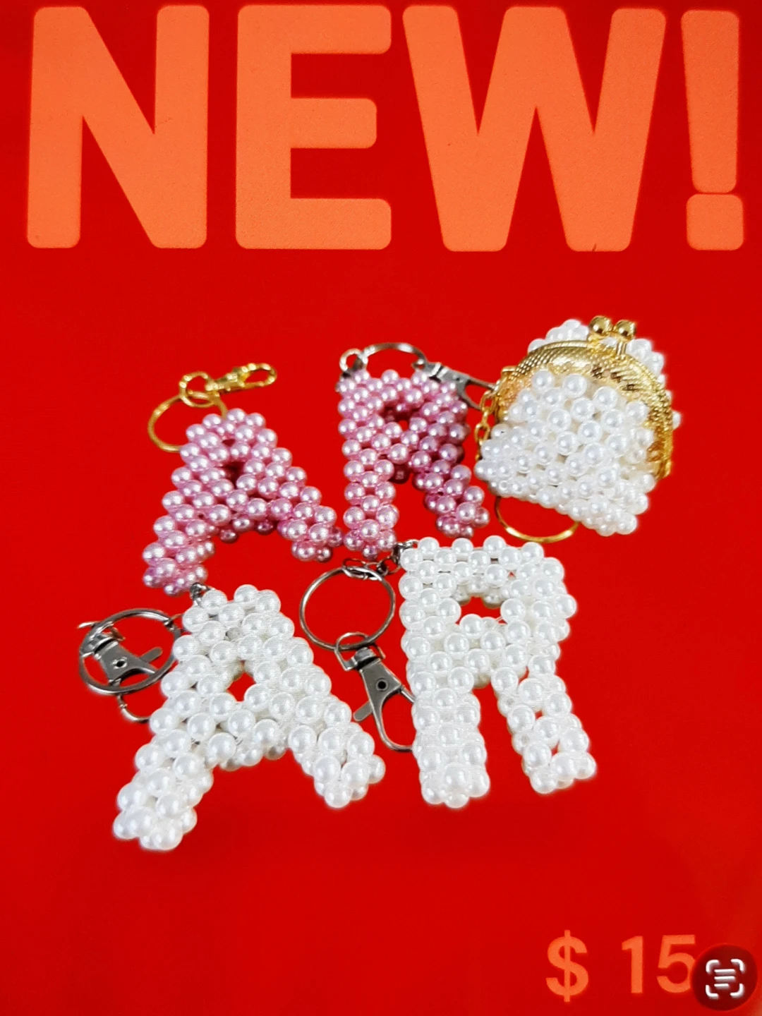 Pearl Beaded Letter Keychains