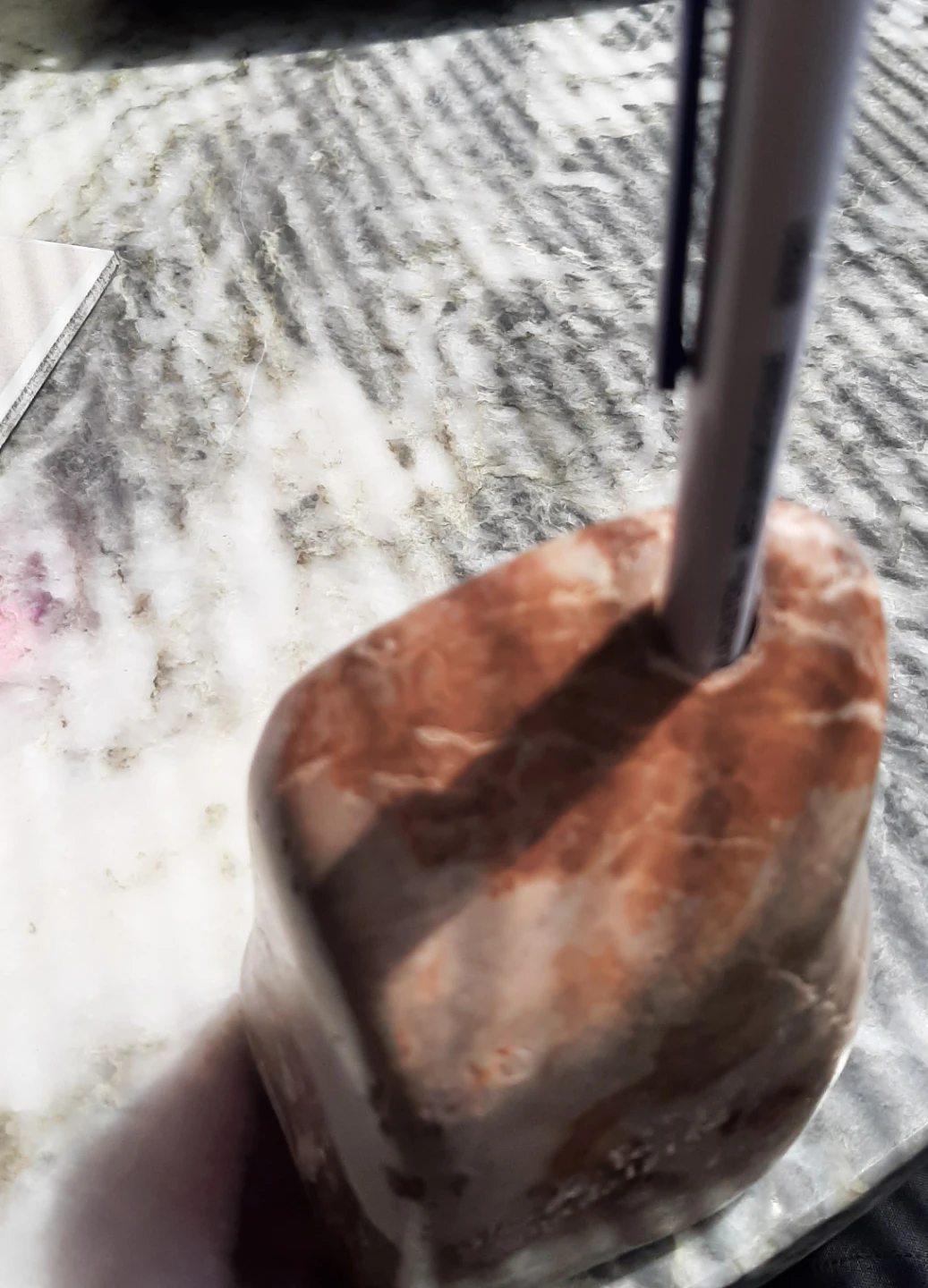 Polished Stone Pen or candle Holder - photo 3
