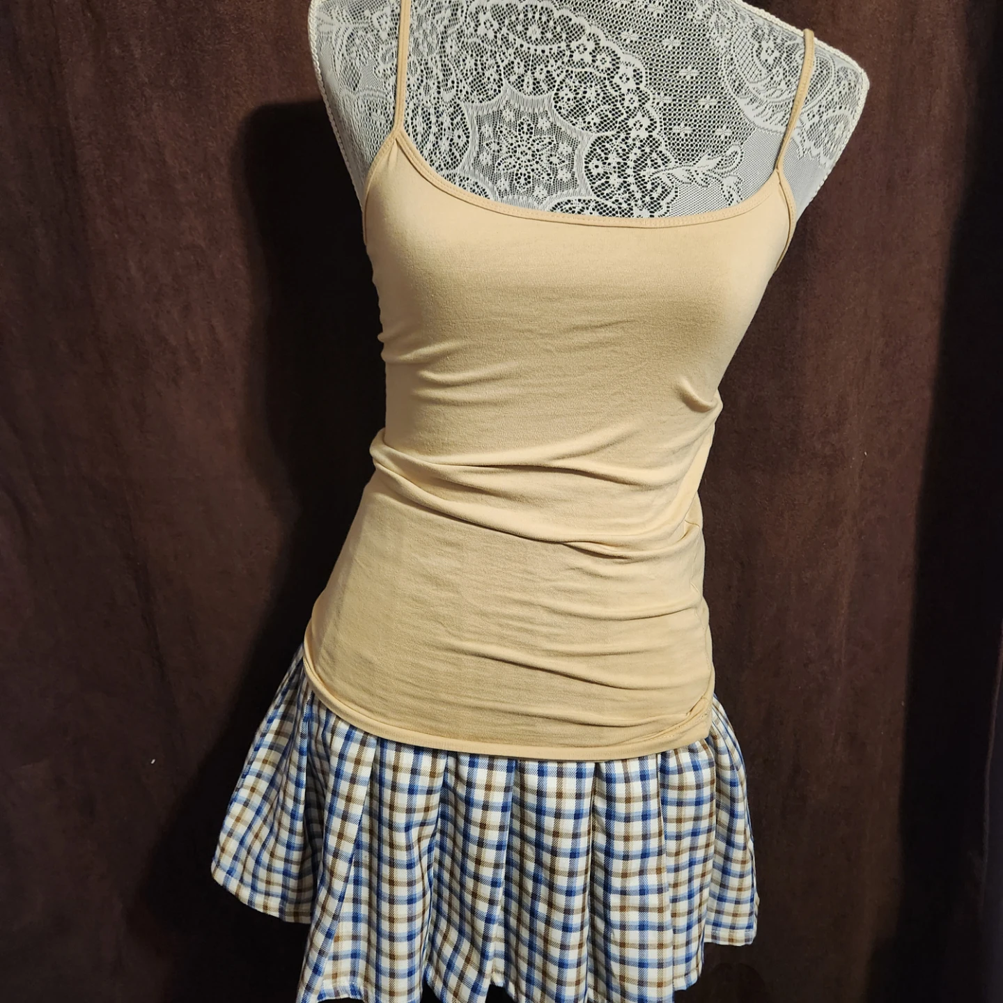 Plaid Mini Skirt with Belted Waist - photo 3