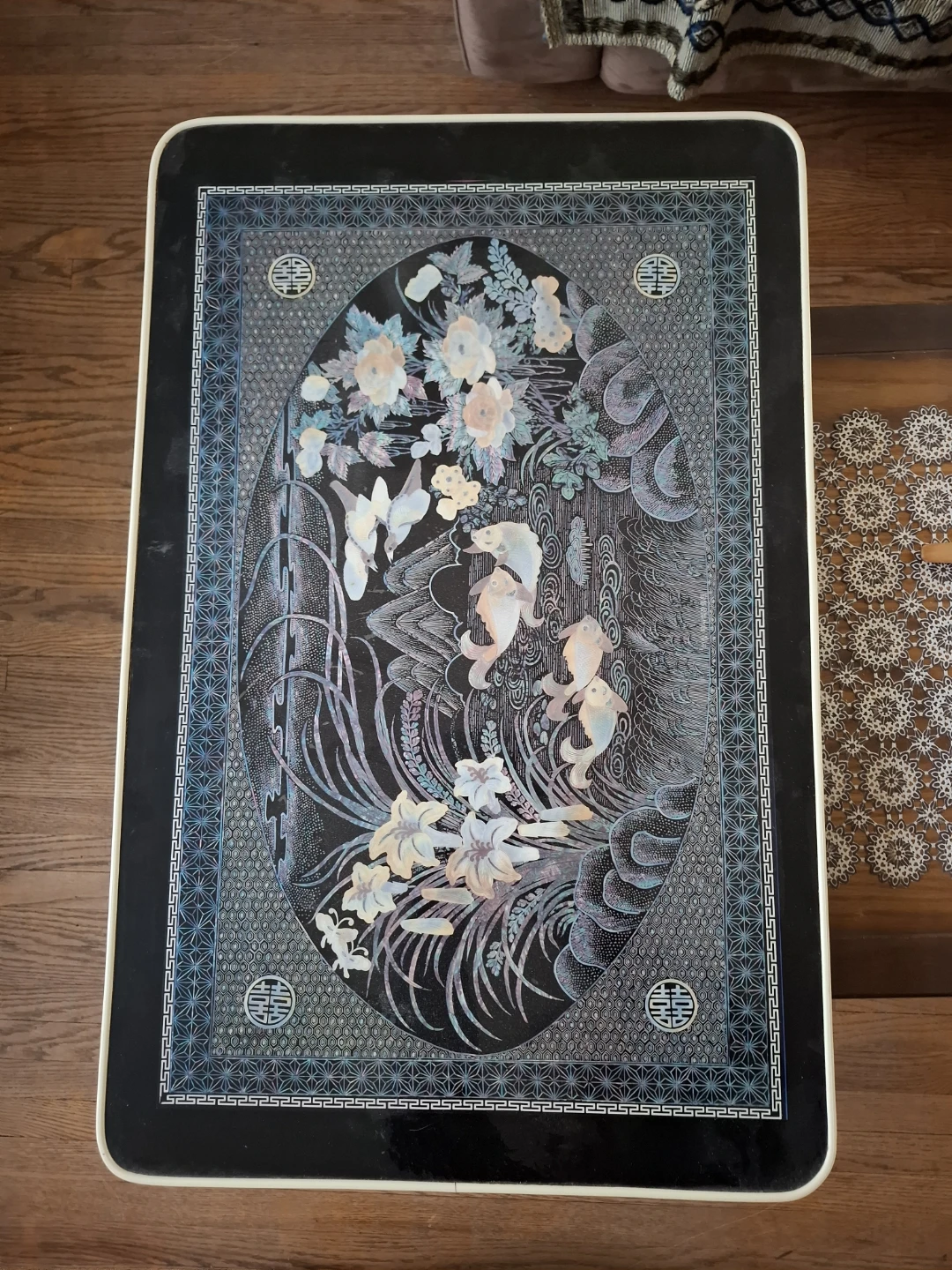 Decorative Tray Table with Mother of Pearl Inlay