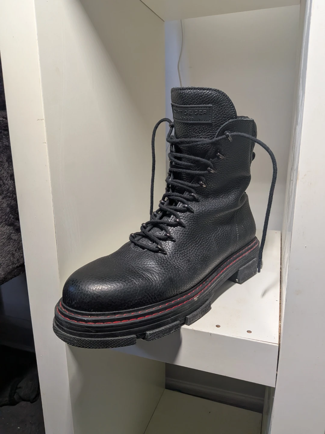Kurt Geiger London Black Leather Lace-Up Combat Boots - photo 2