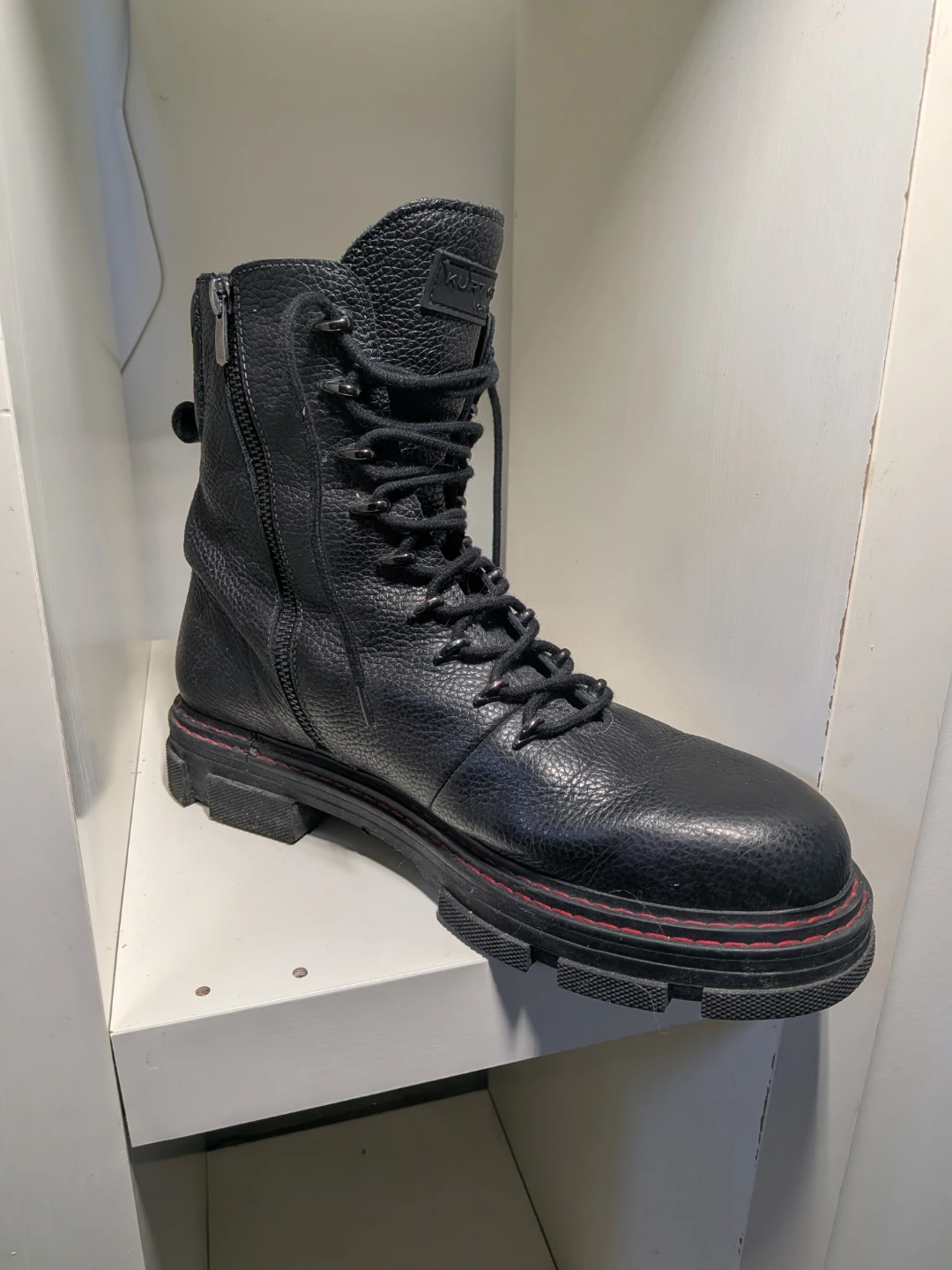 Kurt Geiger London Black Leather Lace-Up Combat Boots - photo 3