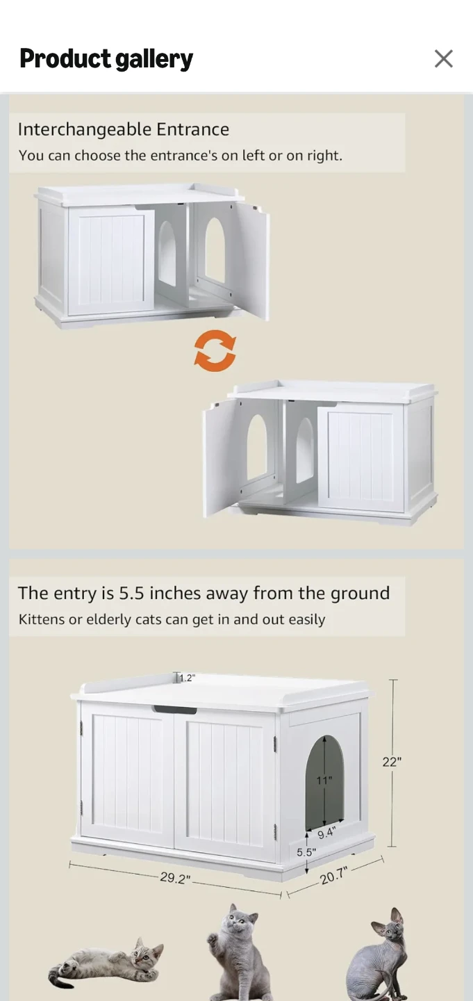 Unipaws White Cat Litter Box Enclosure - photo 2