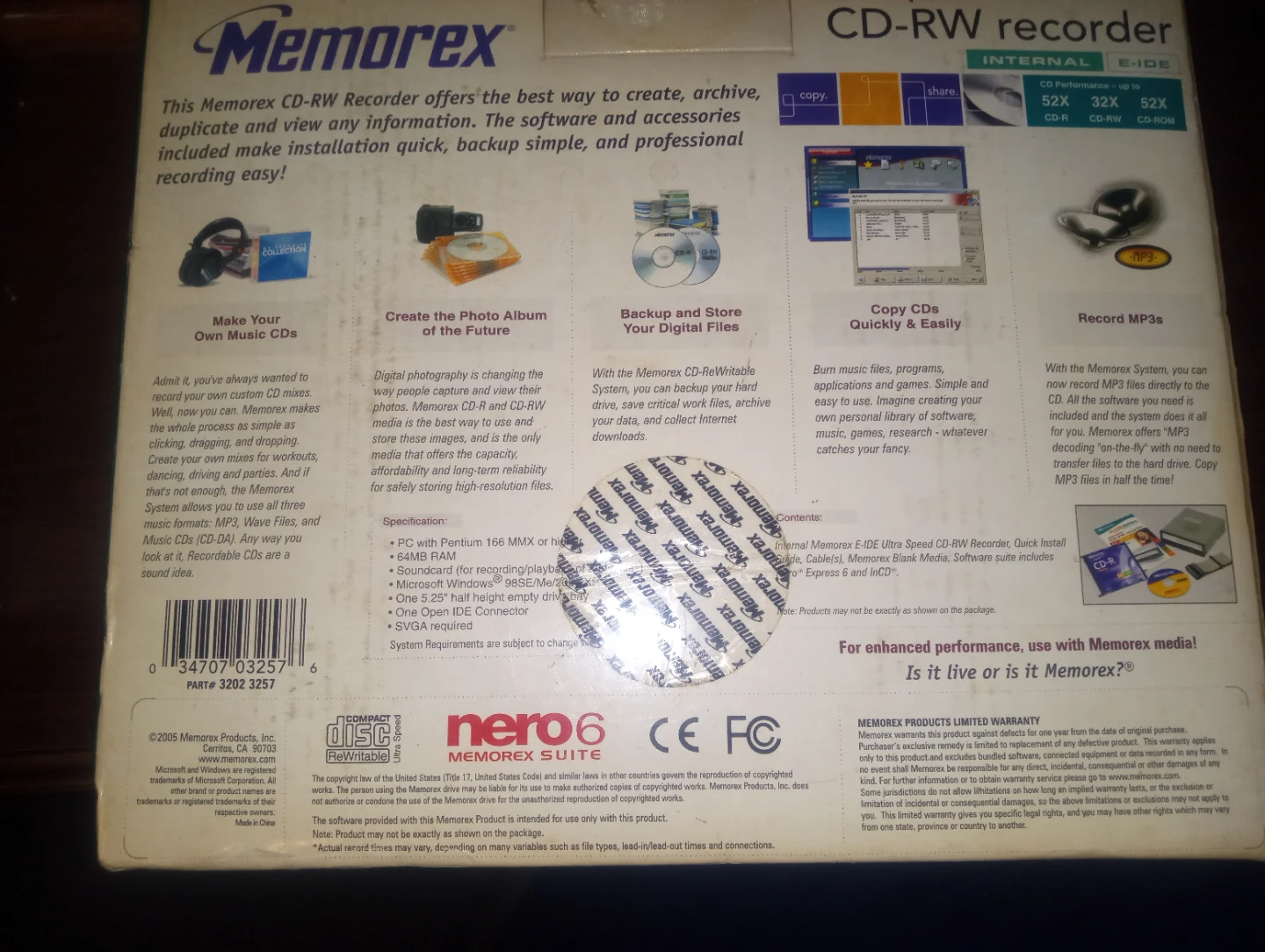 Memorex CD-RW Recorder Ultra-Speed 52X Internal E-IDE - photo 3