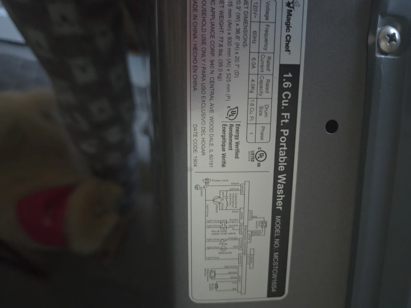 Magic Chef 1.6 Cu. Ft. Portable Washer