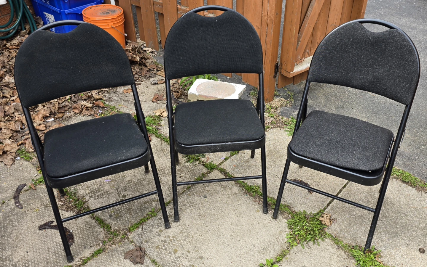 Set of 3 Black Folding Chairs
