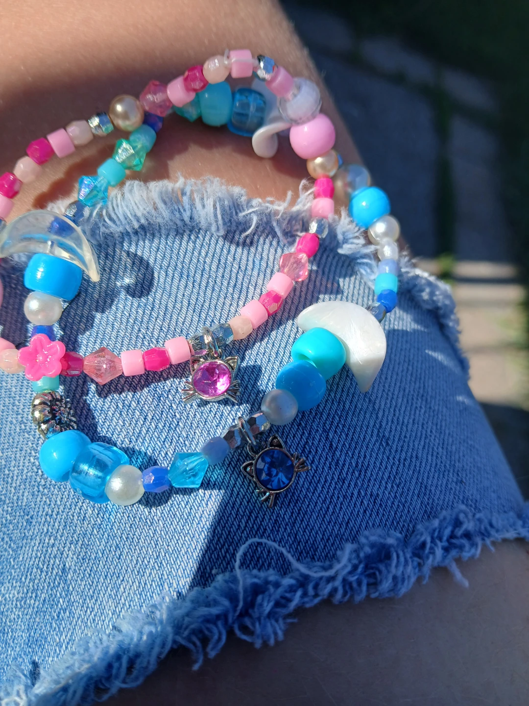 Handmade Beaded Bracelets with cat charms