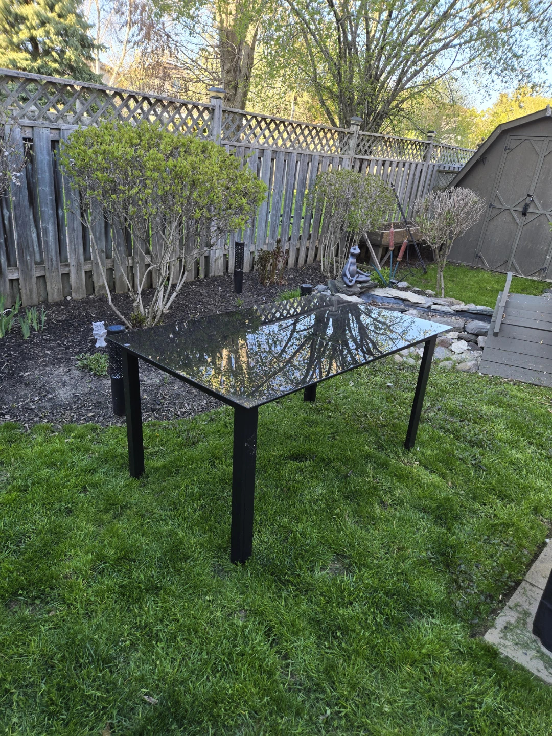Outdoor Black Glass Top Dining Table