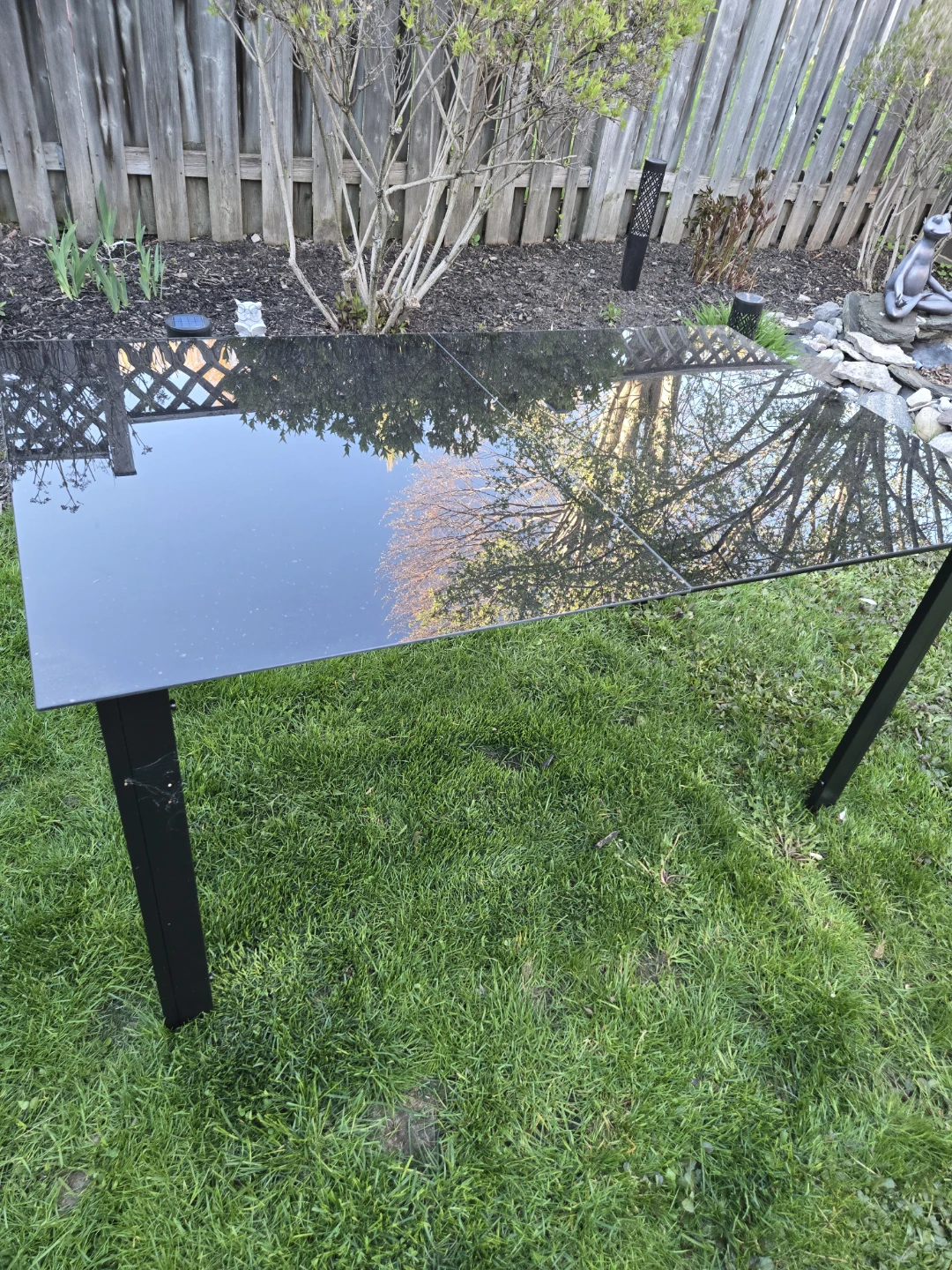 Outdoor Black Glass Top Dining Table - photo 2