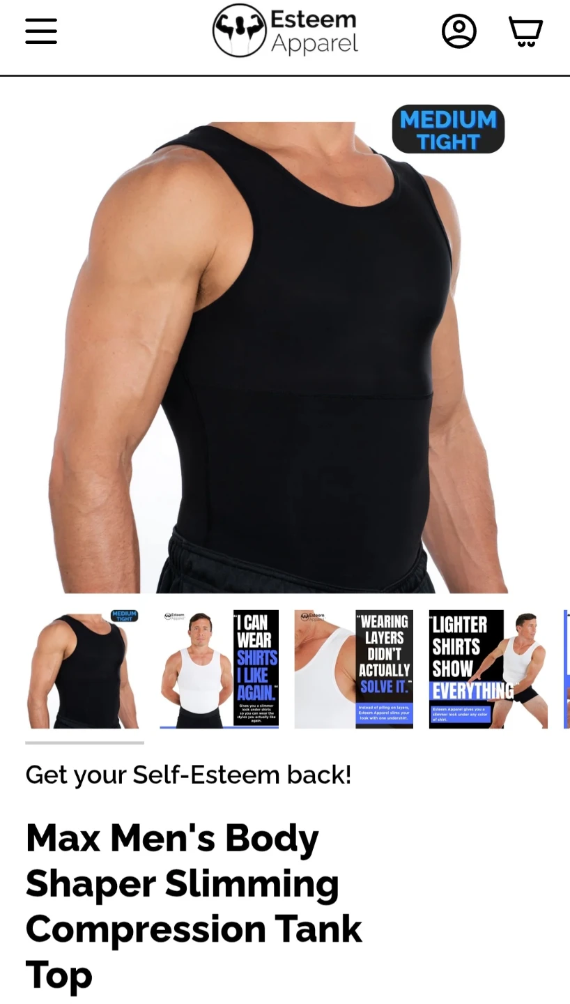 BNWT Men's Body Shaper Compression Tank Top Black Medium