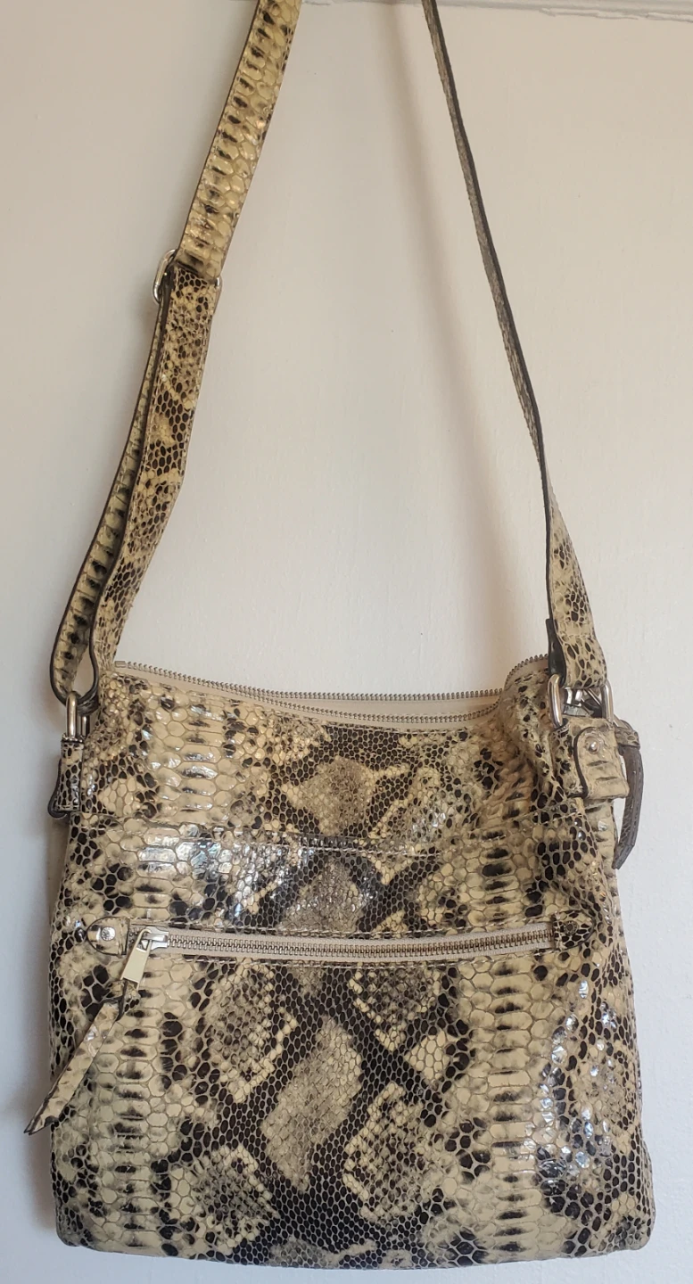 Python Snake Skin Embossed Shoulder Bag