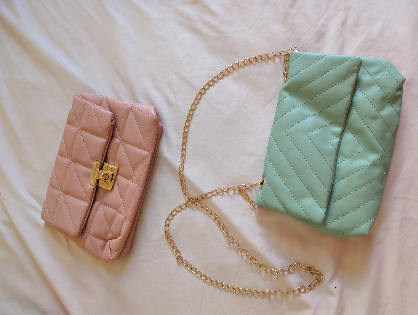 Quilted Clutch Purses - Mint Green & Pink - photo 2