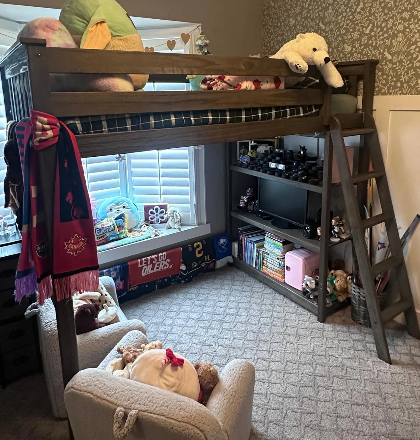 Trule Foote Twin Solid Wood Loft Bed with Shelves - Clay - photo 5