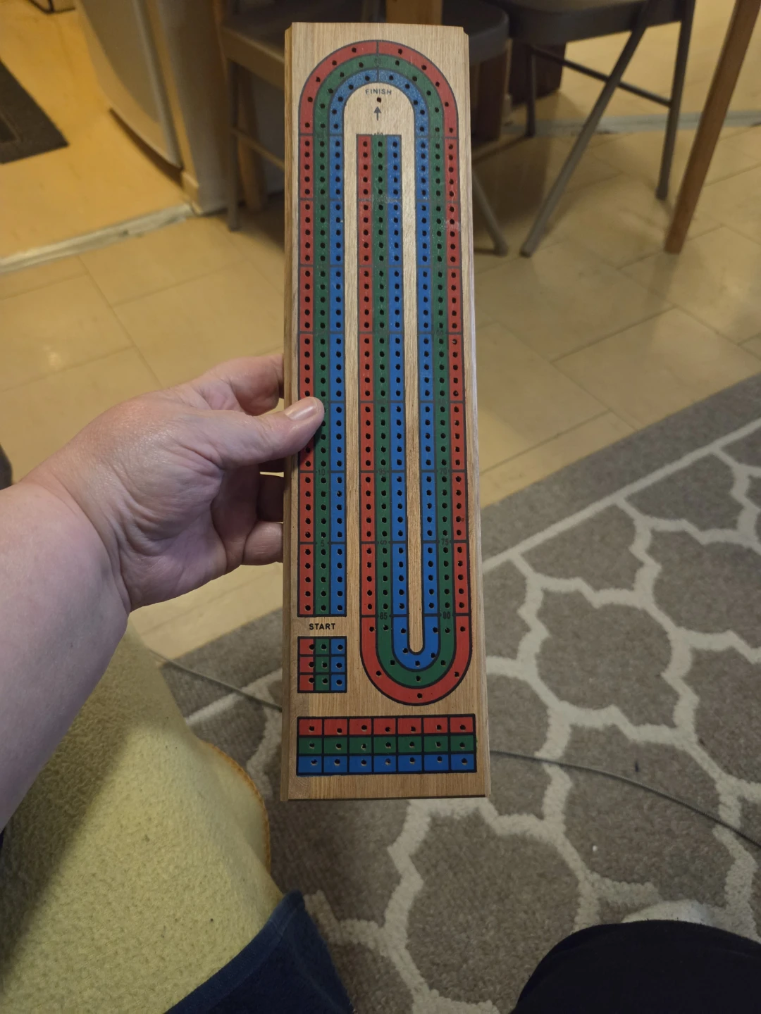 Wooden Cribbage Board with Peg Storage