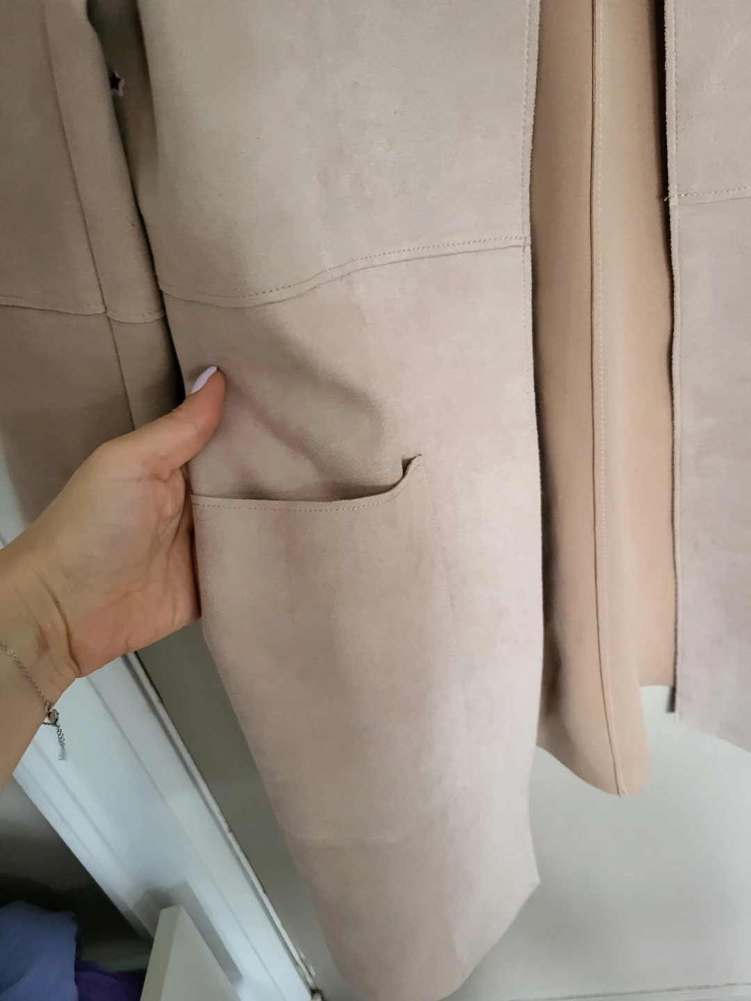 H&M Beige Suede-like Open Front Jacket - Size 10 - photo 4