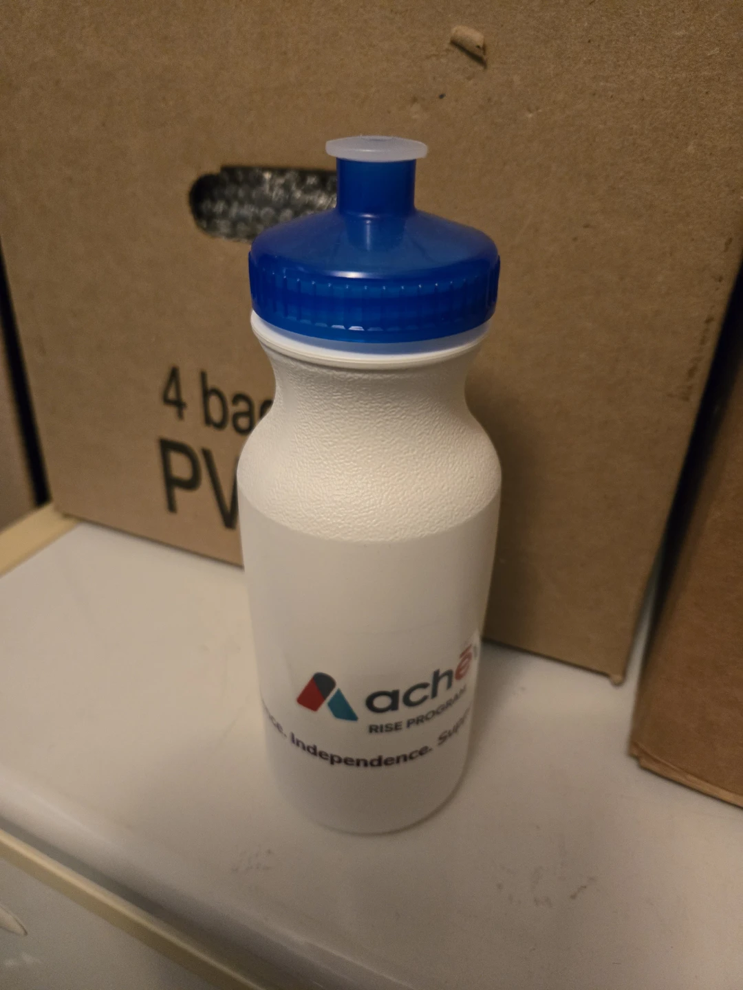 White and Blue Ache Rise Program Water Bottle