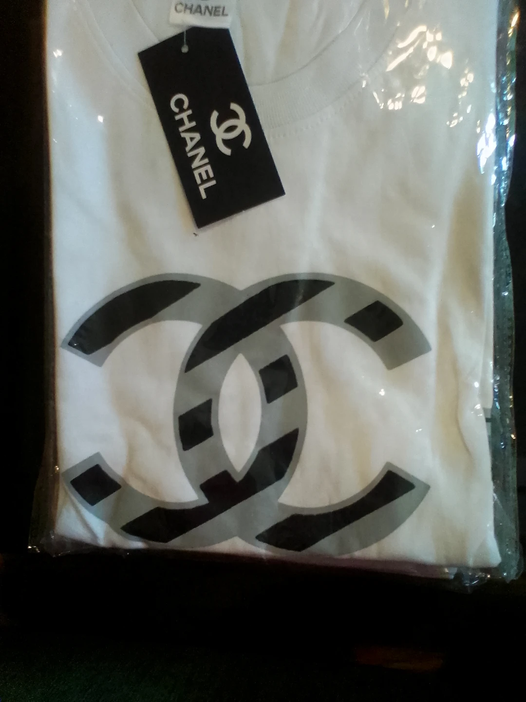 White Chanel T-Shirt with CC Logo