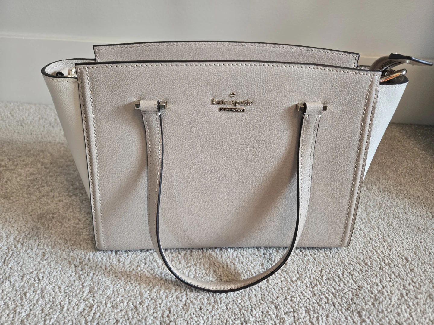 NEW Kate Spade New York Beige Leather Tote Bag