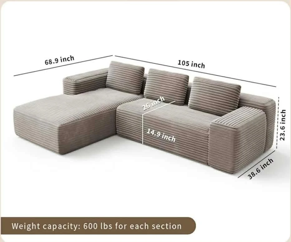 Corduroy Sectional Sofa Couch