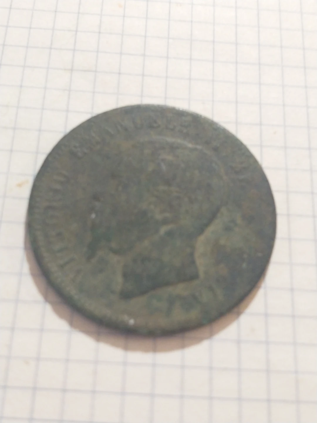 1856 Italy 10 Centisimi coin, poor condition