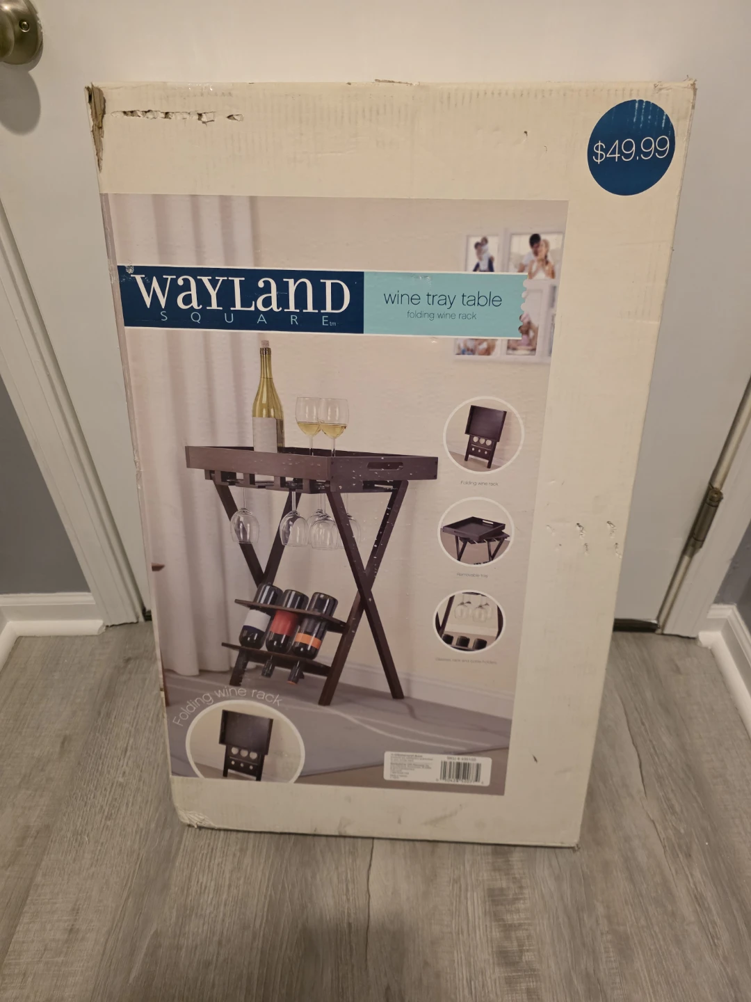 Wayland Square Wine Tray Table Folding Wine Rack