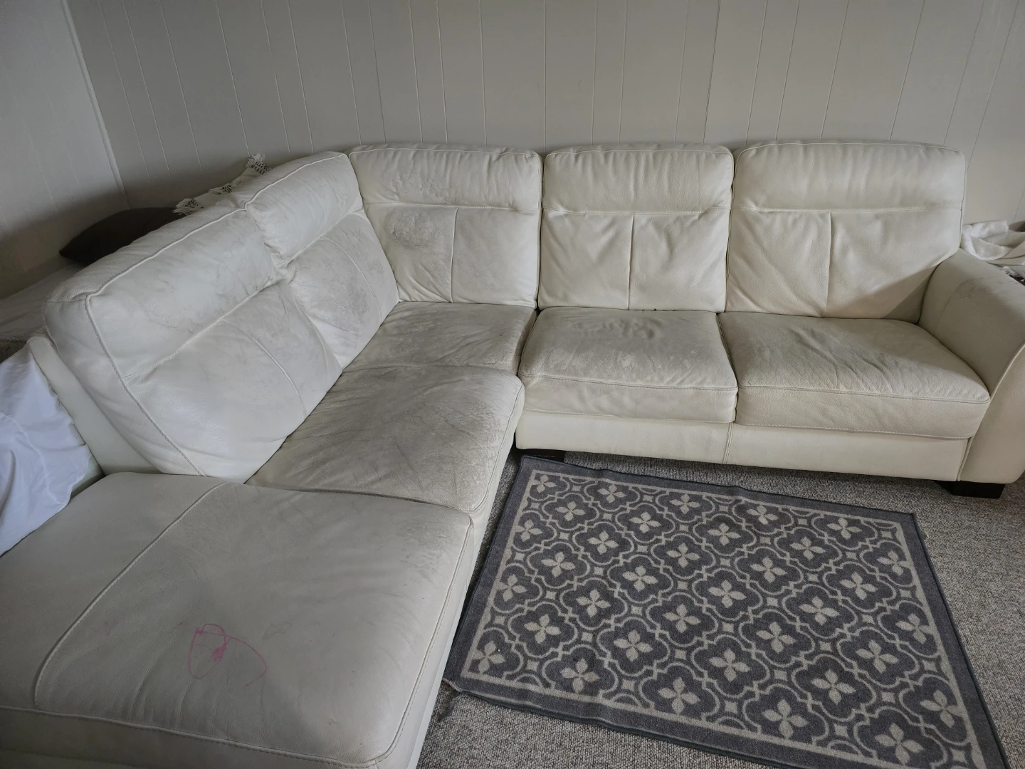 White Leather Sectional Sofa - photo 2