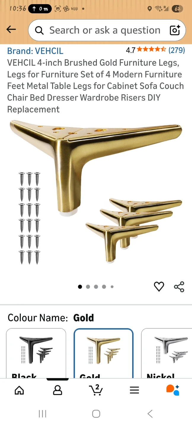 4-inch Brushed Gold Furniture Legs