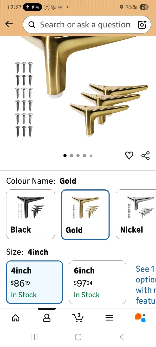 4-inch Brushed Gold Furniture Legs - photo 2
