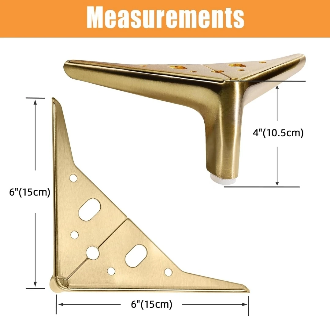 4-inch Brushed Gold Furniture Legs - photo 4