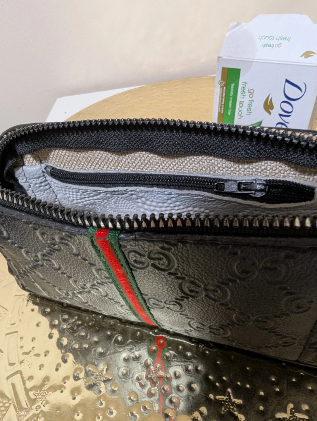 Black Embossed Monogram Wristlet Clutch - photo 3