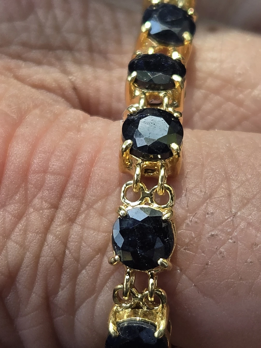 Gold Tone Bracelet with Black Sapphire Stones - photo 2