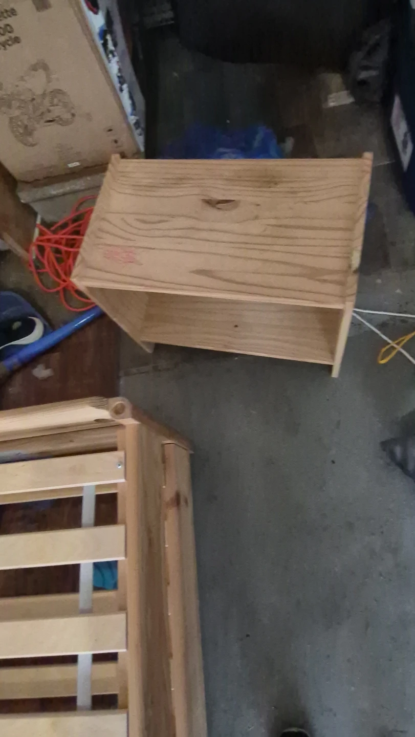 Wooden staked Bed Frame with Slats and bed table - photo 4